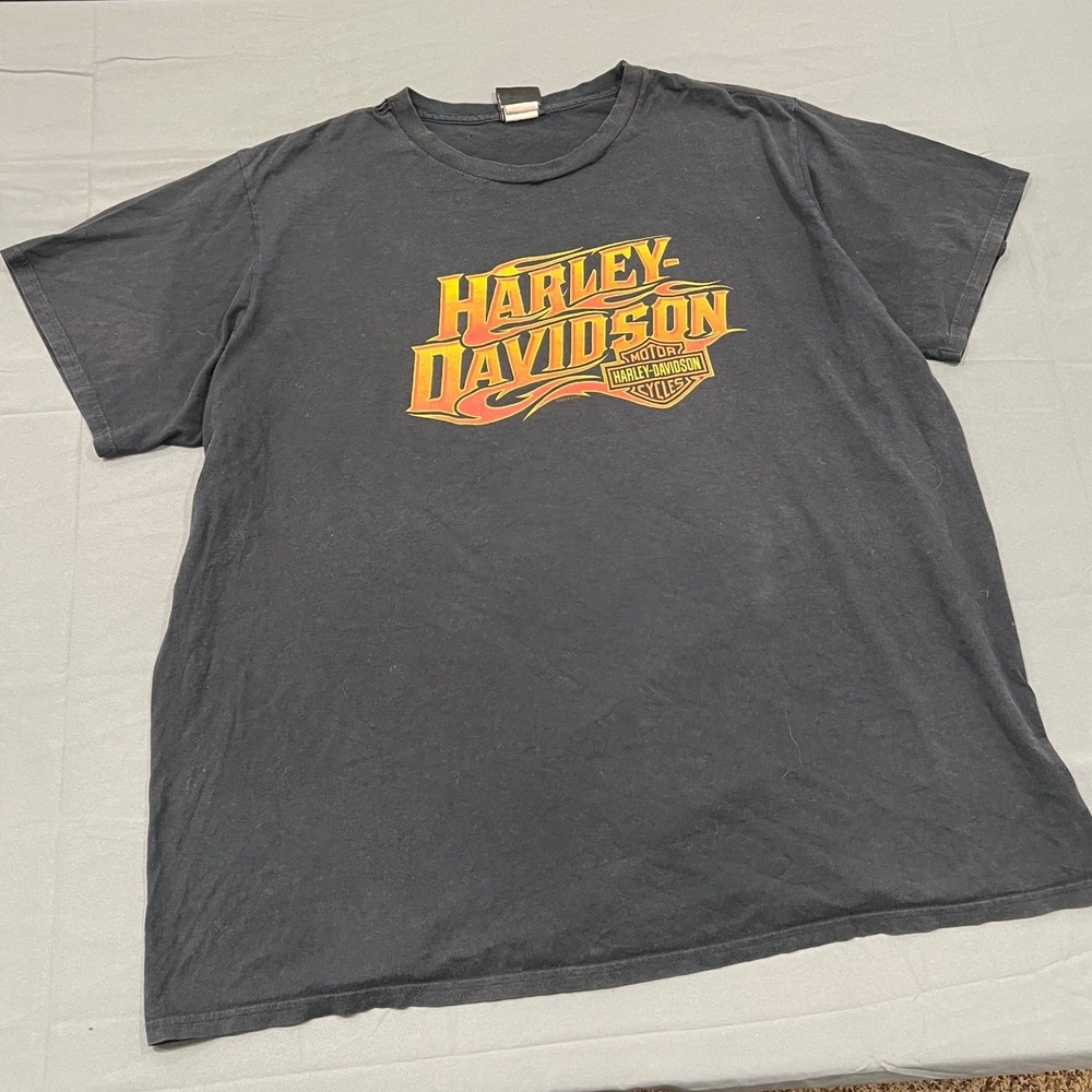 Harley Davidson  Graphic T-Shirt Black Distressed Mens XL baggy
